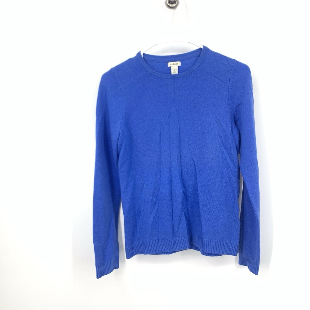 LL‎ Bean Women Size XS Sweater Blue Pullover Crewneck Top 100% Cashmere Knit